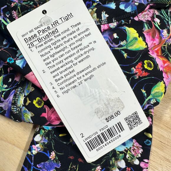 Lululemon Base Pace High-Rise Tight 28" Flowerscope Black Women's Size 2 NWT - Picture 8 of 12